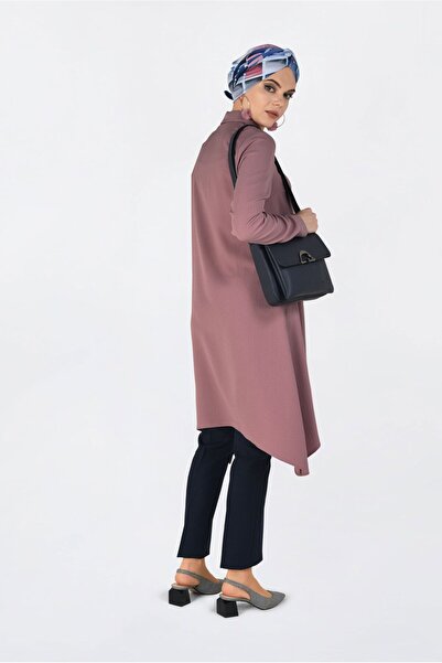 Alvina 4706 Model Asymmetrical Cut and Pleat Detailed Tunic