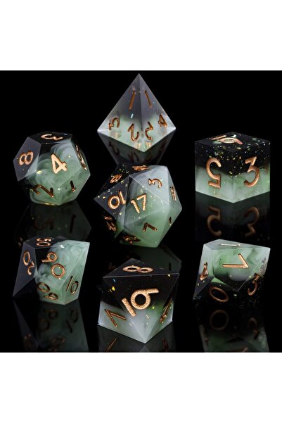 Choice5 Mint Green Resin Sharp Edge DND Dice Set for Dunge and Drag Role Play...