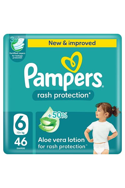 Pampers Rash Protection Taped Diapers, Size 6, 13+kg, Giant Pack, 46 pcs