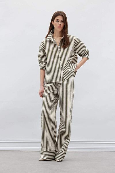 DeFacto Wide Leg Fabric Pants Double Pocket High Waist Wide Leg F0259Ax25Sm