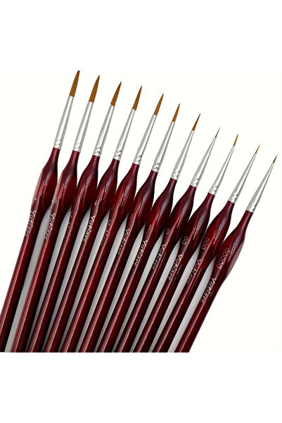 choice2 مجموعة فرش رسم مصغرة فاخرة مكونة من 11 قطعة باللون الأحمر، بمقبض مثلث...