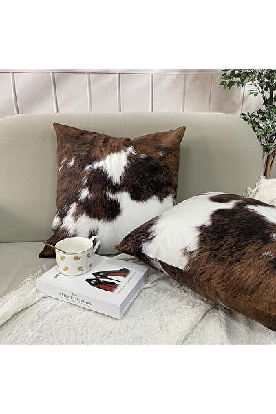 Generic 18×18 in Pillow Covers Set of 2 – Cow Print, Hidden Zipper, Cotton, TOMWISH