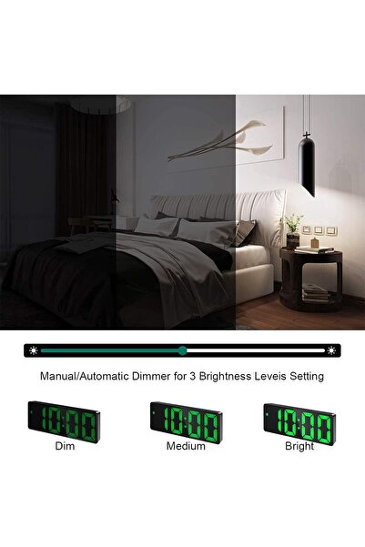 JOYZZZ ساعة منبه رقمية LED، ساعة كهربائية ليلية مع 3 سطوع قابل للتعديل (أخضر)