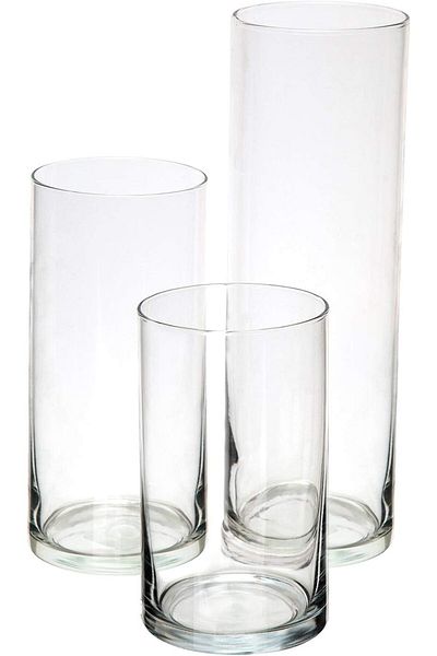 Generic Royal Imports Glass Cylinder Vases Set of 3 Decorative Centerpieces for Home or Wedding by