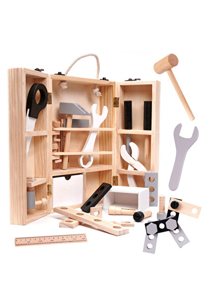 kik Set Atelier Pentru Copii, Cutie Cu Scule Din Lemn, 21 X 8,5 X 29,5 Cm