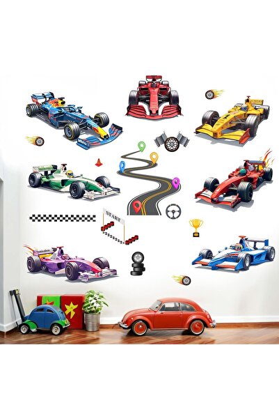 Amimagen Racing Cars Wall Stickers - Vehicles Roads Boys Bedroom Wall Decals ...