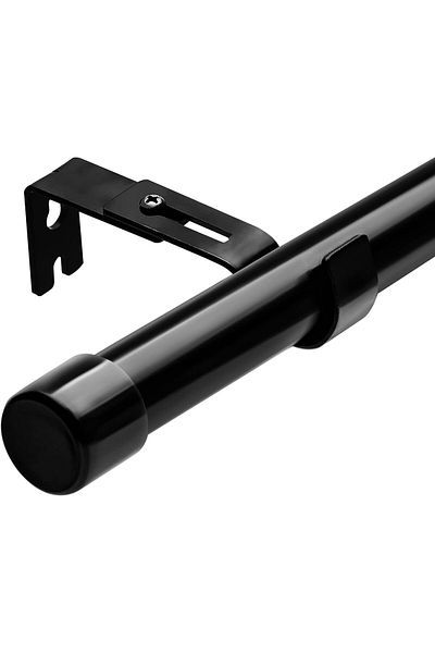 Generic 1" Curtain Rod 48 to 84 Inch, Black Extra Long Curtain Rods for Windows Set Heavy Duty Stainless St