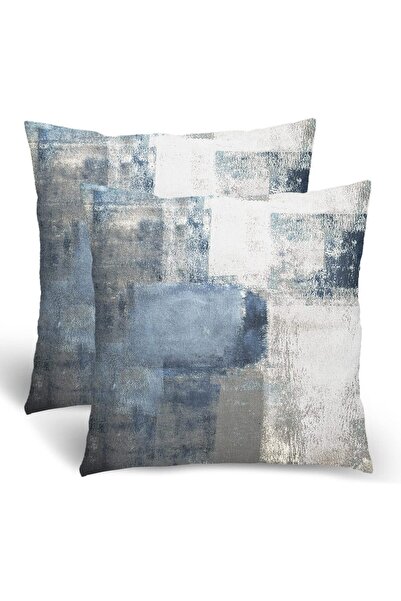 Generic Navy Blue Grey Throw Pillow Covers, Gray White Modern Abstract Art Pa...