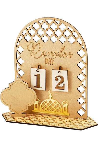 Generic ZERIFAM Ramadan Advent Calendar, Wooden Ramadan 30 Days Countdown Calendar, DIY Eid Mubarak Decorat