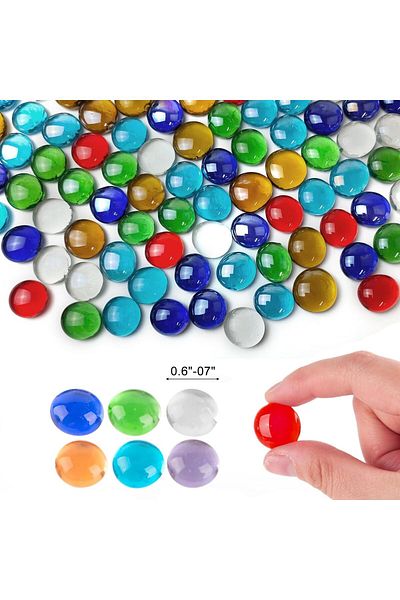Generic 12 OZ Flat Glass Pebbles for Vase,Mixed Colour Glass Beads,Small Flat Glass Marbles, Aquarium Pebbl