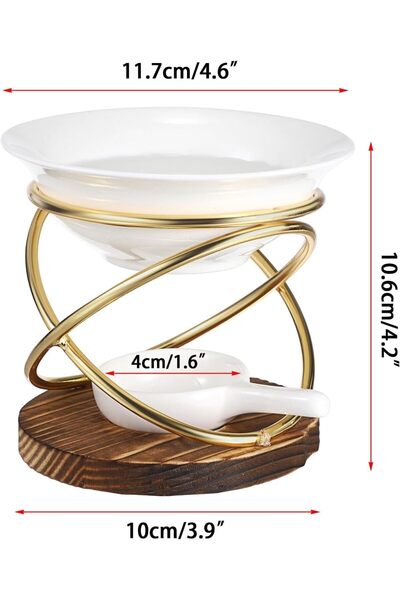 NALACAL Metal Wooden Wax Melt Burner with 100ml Ceramic Bowl, Aromatherapy Oil Diffuser