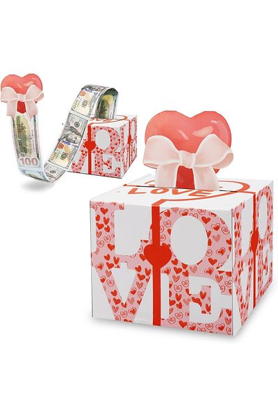 Generic Excefore Birthday Money Box for Cash Gift, Surprise Pull Money Box with Transparent Bags, Ideal Bir
