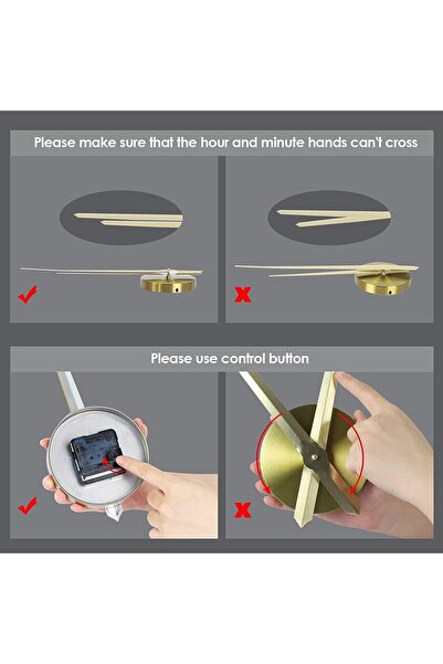 ALMEKAQUZ 3D DIY Wall Clock, Large Silent Non-Ticking Decorative Wall Clock (Gold)