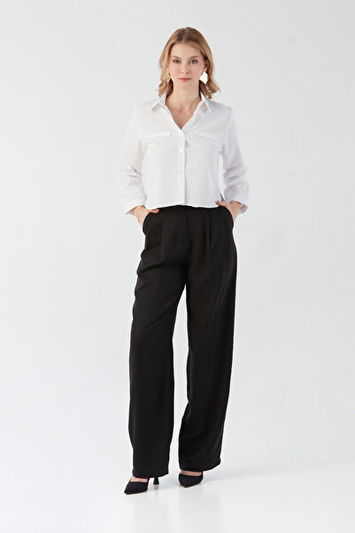 Fulla Moda Buttoned High Waist Palazzo Trousers