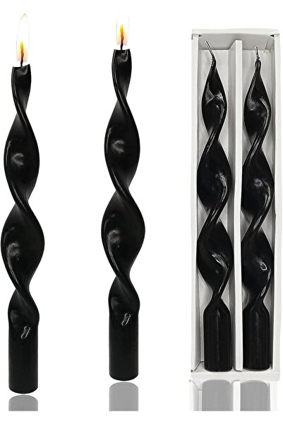 Arabest Spiral Taper Candles,Set of 2,Handmade Unscented,Dripless,Twisted,Bla...