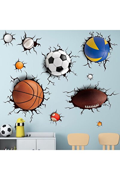 Amimagen Basketball Football Through The Wall Sports Wall Decals - Kids Baby ...