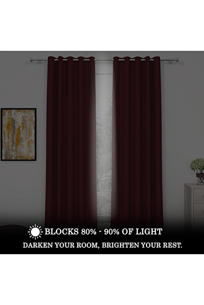 Generic Story@Home Door Blackout Curtains 2.13 m, Set of 3, 1.16×2.15 m, Burgundy