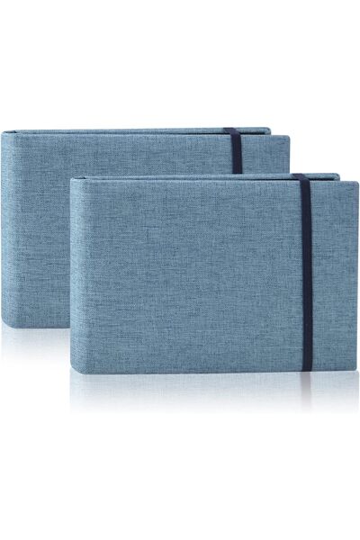 OASISGALORE 2PACK Photo Album, 4x6, 100 Pockets, Linen Cover (Blue)