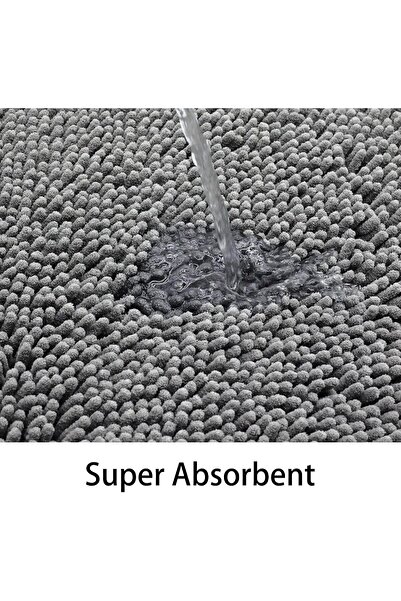 Idrese Bath Rug Mat, Thick Soft Absorbent Chenille, Quick Dry Microfiber, 50x80cm, Dark Grey