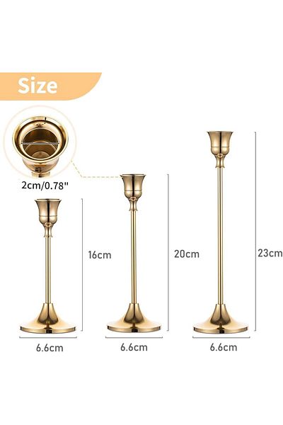 Generic Metal Taper Candle Holders Candlestick Holders Set of 3, Vintage Elegant Candle Stick Holders for H