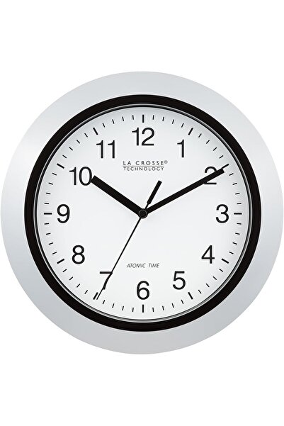 La Crosse Technology Atomic Analog WT-3102S-INT Wall Clock, 10 Inch, Silver