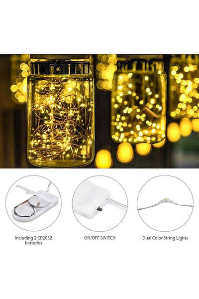 Generic 12 pack Fairy Lights Battery Operated, Battery Power Mini String Lights for Craft Table Jar Christm