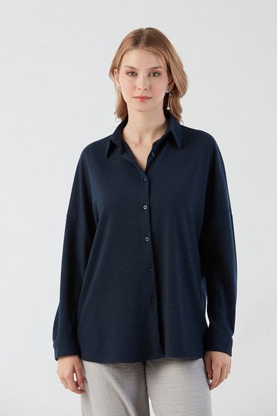 Fulla Moda Basic Jacquard Oversize Shirt