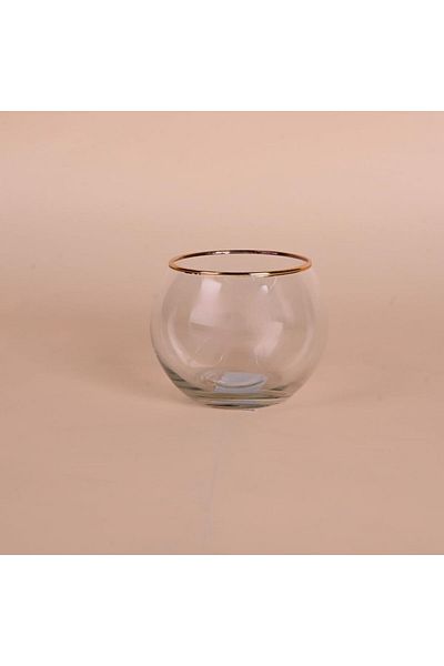 Generic فاز زجاج مدور وسط خط ذهبي لون شفاف