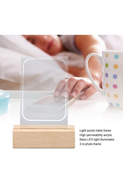 Khazna Glowing Clear Acrylic Picture Frames (2-Pack), 3" Mini Tabletop for Instax Mini / Polaroid 3"