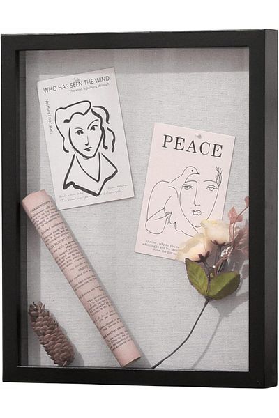 Generic Muzilife 8x10 Shadow Box Picture Frame with Linen Board - Deep Wood & Glass Display Case Ready to H