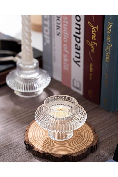 TERRIFI 6-Piece Glass Taper Candle Holder Set for Taper Candles and Tea Lights