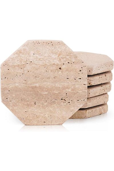Generic Coaster for Drinks 3.75" Stone Coasters – Star Coaster Set of 6 for Travertine Décor.
