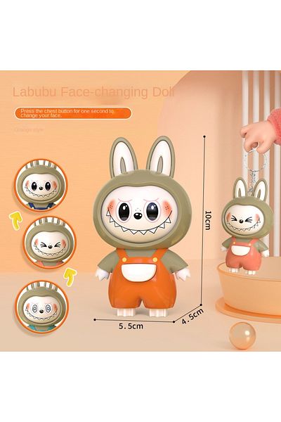 Choice 1 Cute Labubu Decompression Toy Face Changing Doll Cute Cartoon Anime Keychain Xmas Gift