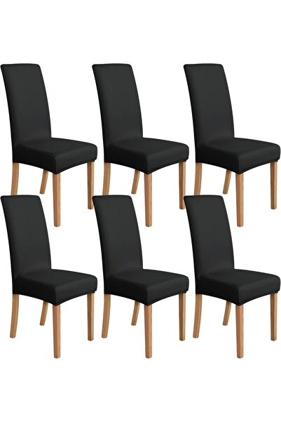 Amazon basics Elastic Dining Chair Covers from Basics, Set of 6 Pieces, Black...