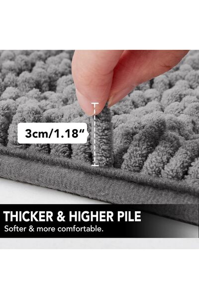 Idrese Bath Rug Mat, Thick Soft Absorbent Chenille, Quick Dry Microfiber, 50x80cm, Dark Grey