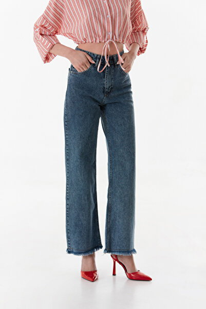 Fulla Moda High Waist Tasseled Palazzo Jean