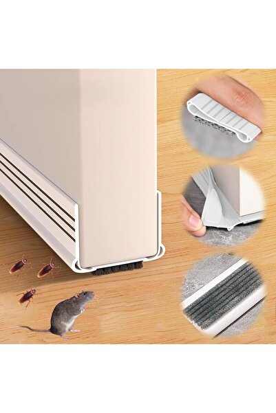 tewiaii مانع تيار هواء أسفل الباب مع فرشاة، قابل للقطع، 36.6 بوصة (أبيض)