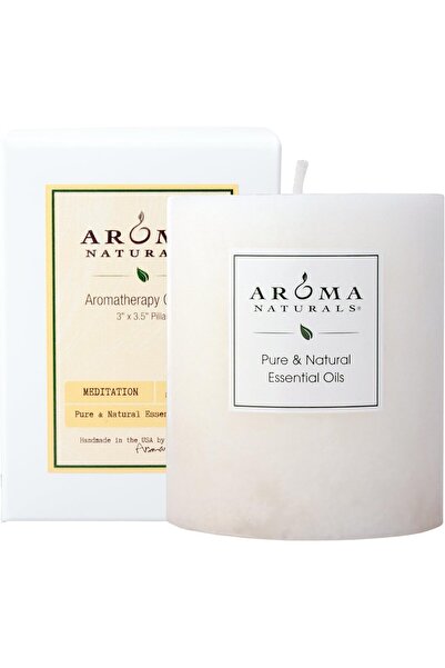 Generic Aroma Naturals White Pillar Candle - Patchouli & Frankincense 3 x 3.5 in
