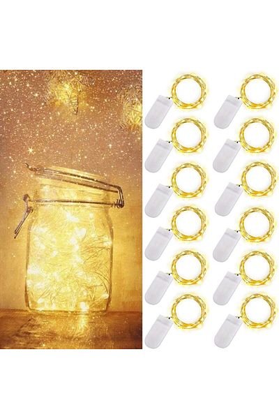 Generic 12 pack Fairy Lights Battery Operated, Battery Power Mini String Lights for Craft Table Jar Christm