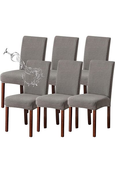 Generic PlorFox 100% Waterproof Dining Room Chair Cover Set of 6, Stretch Jacquard Parson Chair Slipcover R