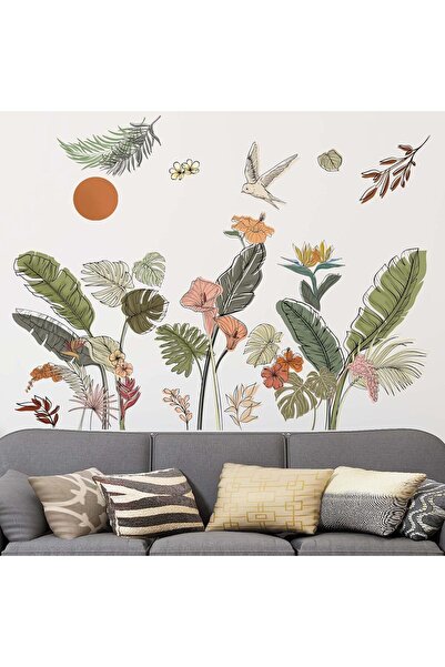 Amimagen Boho Tropical Leaves Wall Decals - Palm Leaf Green Plants Flower Wal...