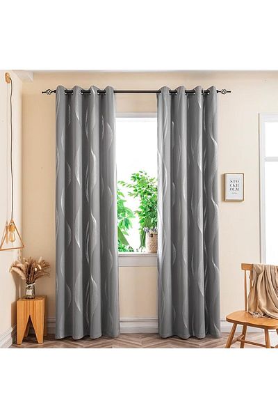Generic Morovan Blackout Curtains, 2 PCS Silver Foil Print Thermal Insulated Privacy Protection Room Darken
