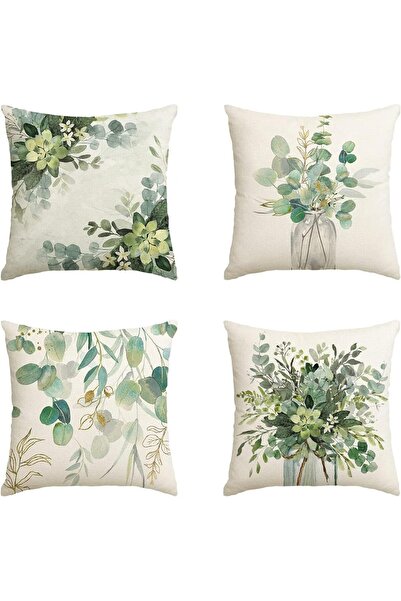 Generic Green Plants Decorative Throw Pillow Covers 45x45cm Decorations Linen...