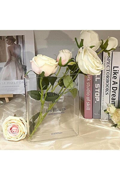 Arabest Clear Book Vase for Flowers, Thin Acrylic Book Vases for Flowers, Cut...