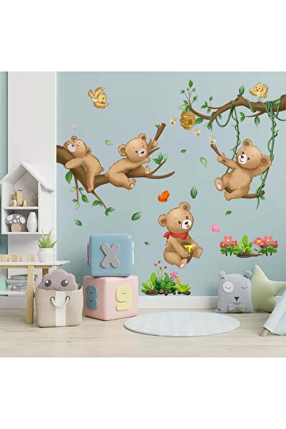 Amimagen ملصقات حائط على شكل دببة الغابة - ملصقات حيوانات على شكل أغصان شجر ل...