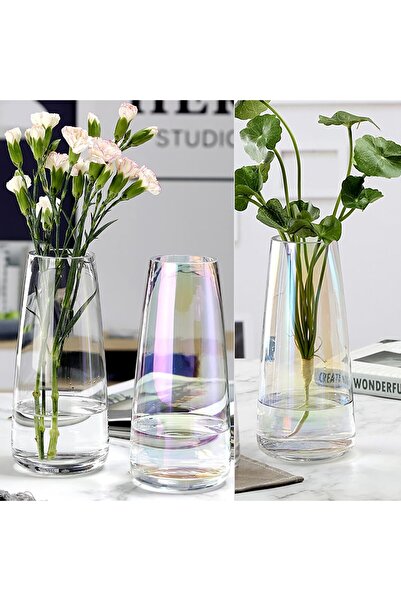 Qiccijoo Aurora Phantom Amber Glass Vase, 22.5cm Cylinder