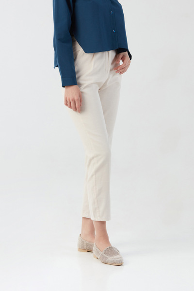 Fulla Moda Linen Trousers with Zipper Pockets