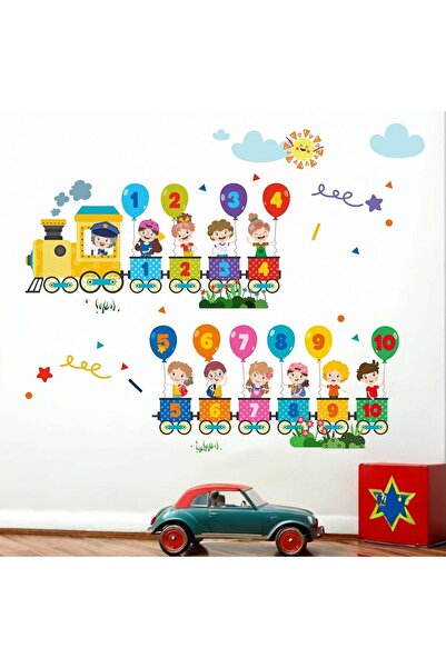 Amimagen ملصقات حائط بأرقام قطار للأطفال - ملصقات حائط تعليمية للحضانة والفصو...