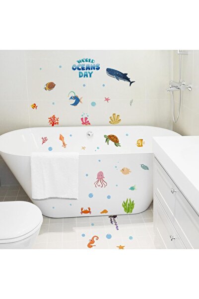 Generic 6-piece Non-Slip Bath Stickers - Sea Creatures Adhesive Bath & Wall Decals for Kids