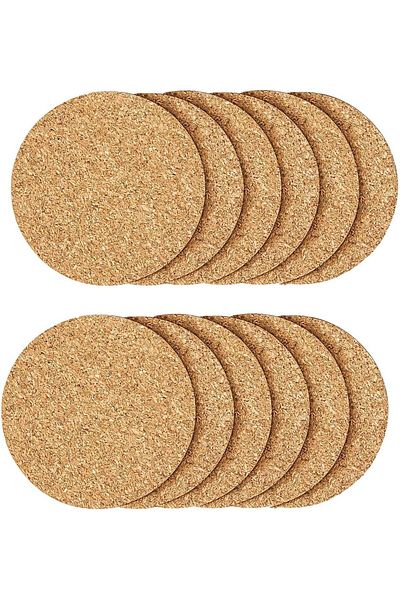 Generic KASTWAVE 12 Pcs Cork Coaster for Drink, Absorbent Heat Resistant Reusable Tea or Coffee Coaster, Bl